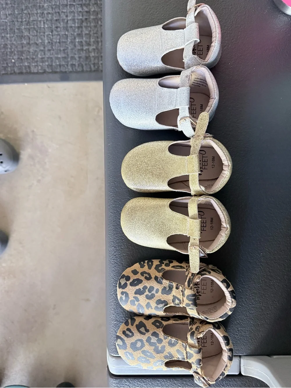 Monkey Feet Glitter Mary Jane Shoes - Silver, Gold, Leopard